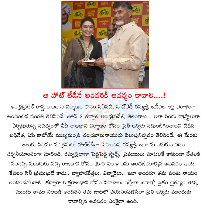 ramyasri,one lakh donation,seemandhra capital,ramya sri heroine  ramyasri, one lakh donation, seemandhra capital, ramya sri heroine